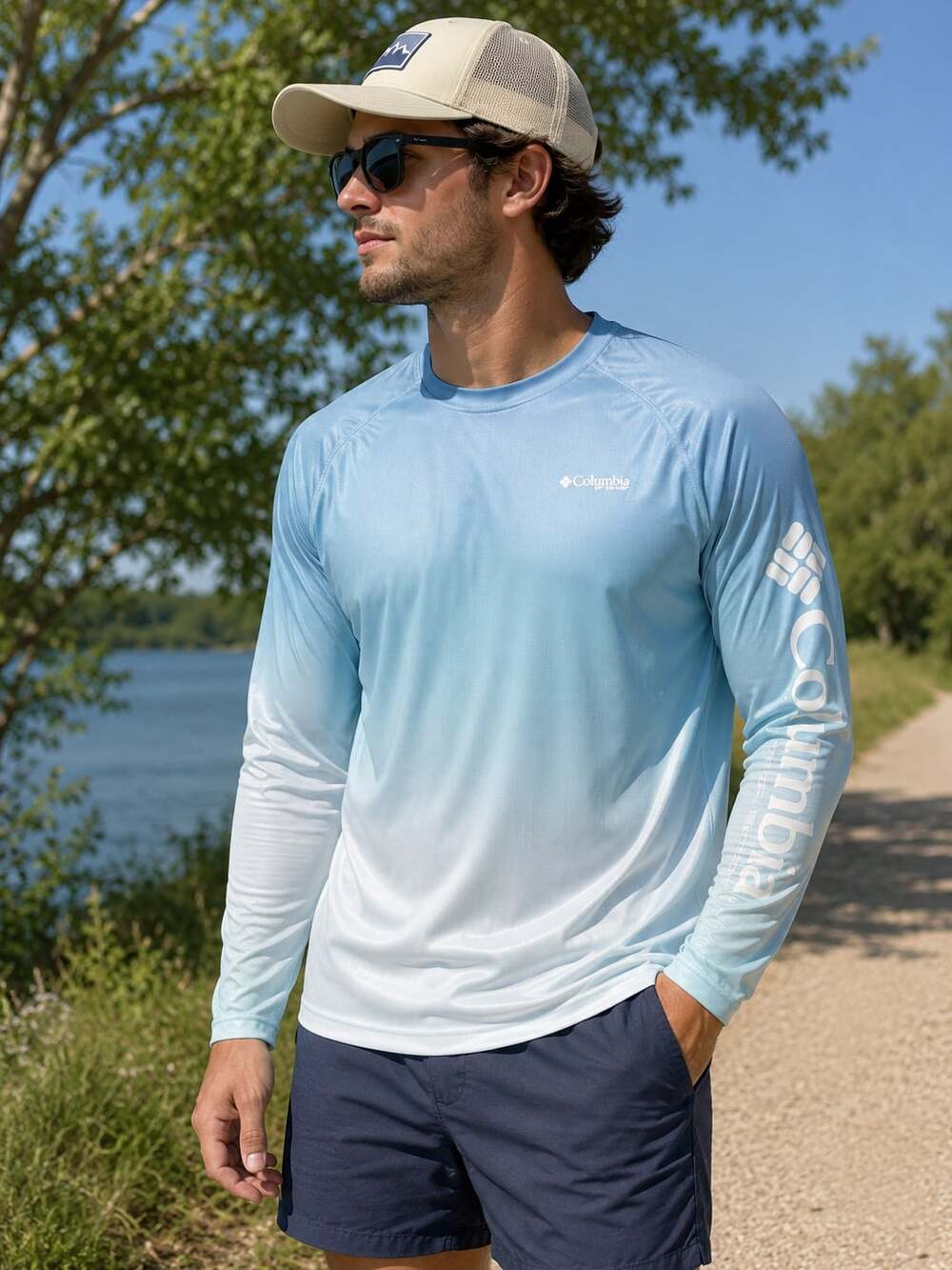 Columbia PFG Super Tidal Tee Long Sleeve Fishing Shirt Gradient